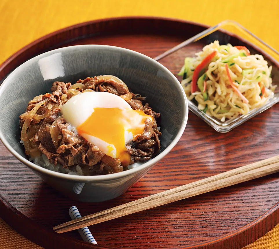 牛丼 温玉のせの献立