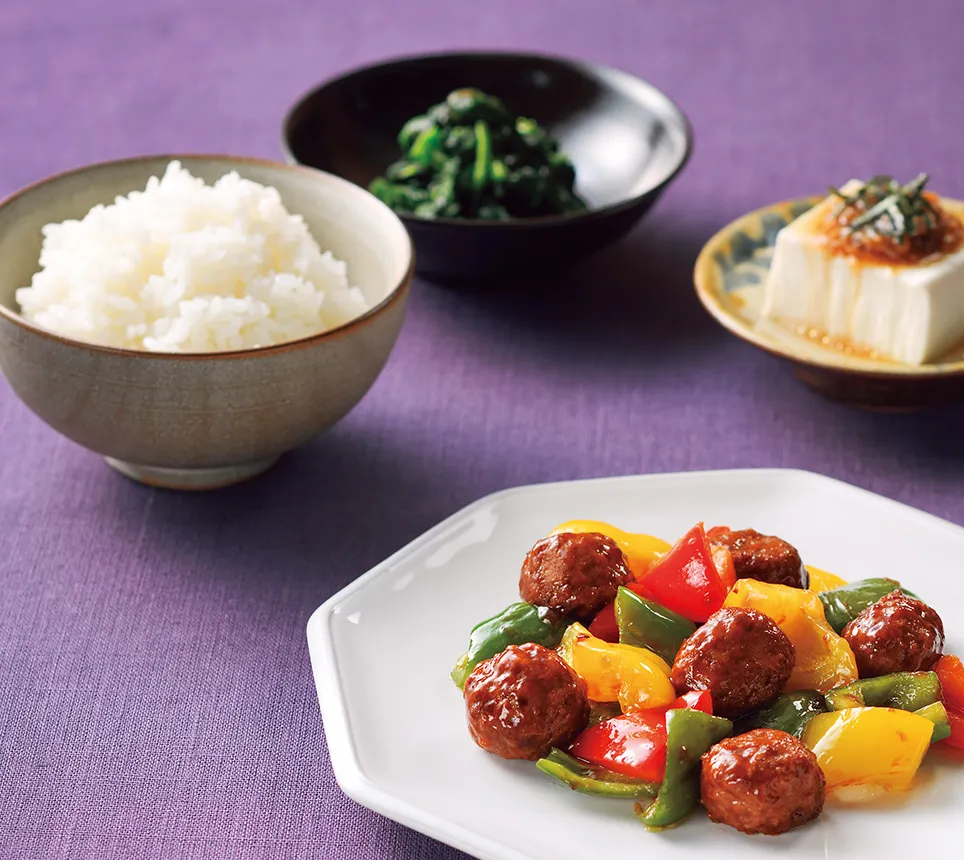 彩り野菜肉団子の献立