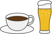 アルコール類、香辛料、カフェイン飲料、炭酸飲料のイラスト