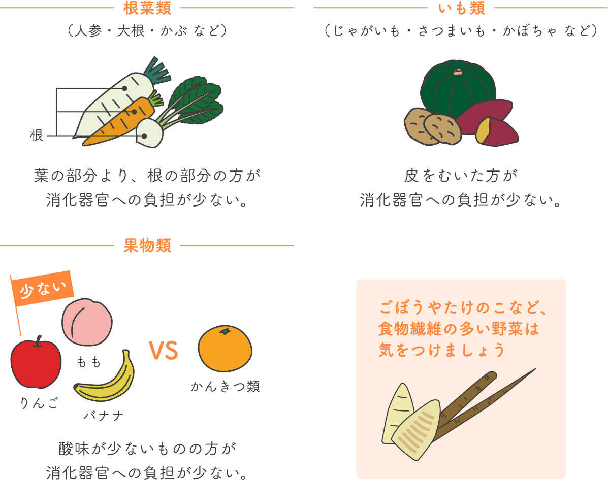 野菜・果物の比較イラスト
