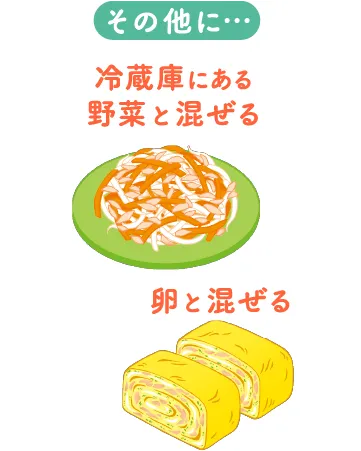 その他に…冷蔵庫にある野菜と混ぜる、卵と混ぜる